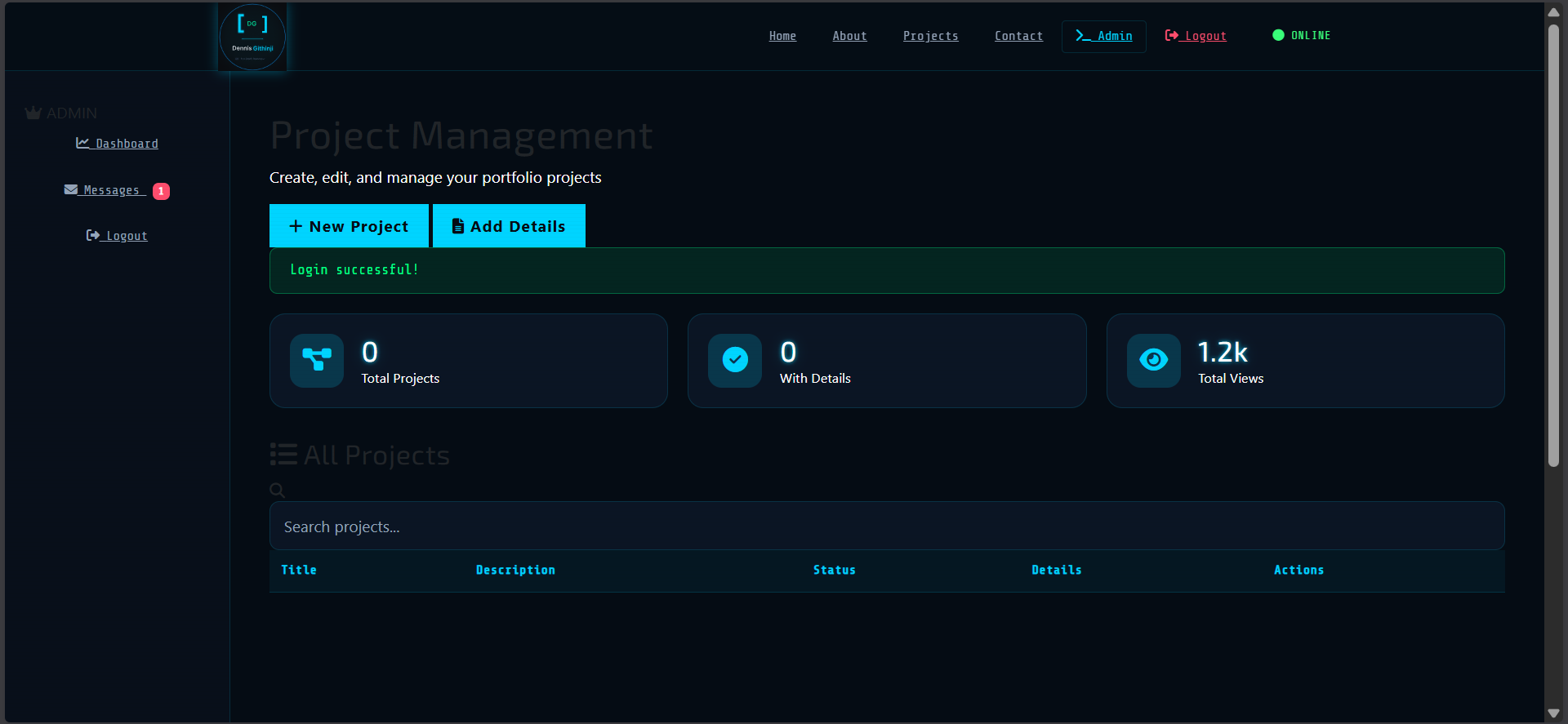 Personal Portfolio & Project Management System